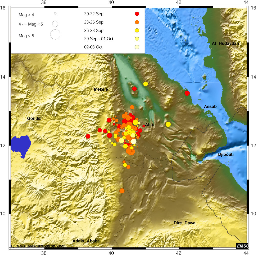 Earthquake activity in Ethiopia